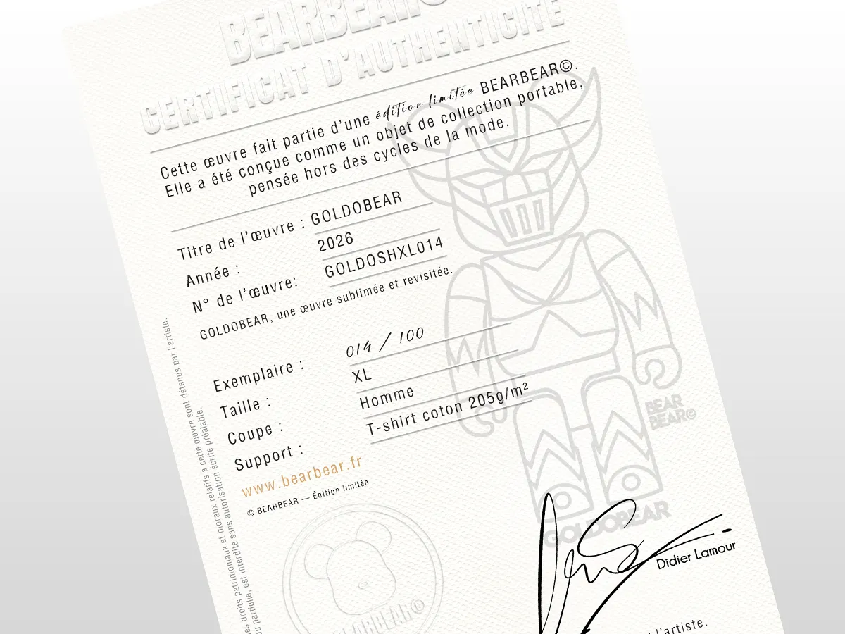 Certificat d’authenticité BEARBEAR©
